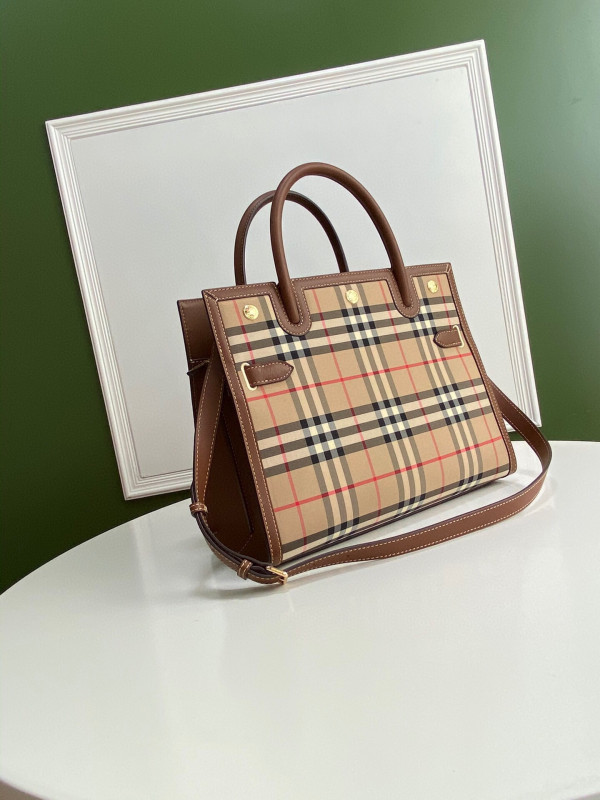 B**rry small vintage check two-handle title bag