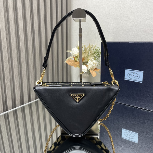 Pra*a triangular sequined pouch-26*16*13cm