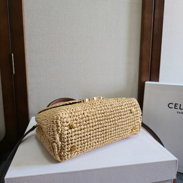 Ce**e teen nino bag in raffia and calfskin - 20.5 x 13 x 8cm